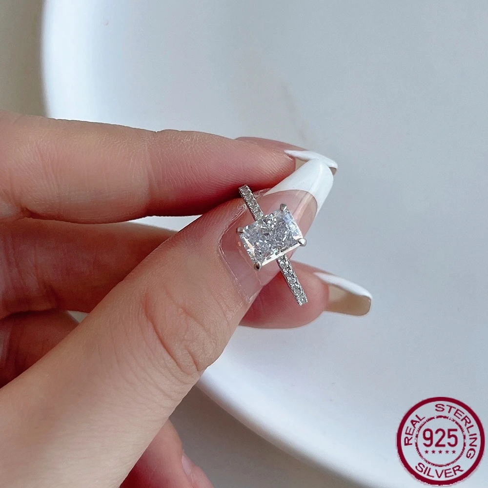 European and American 925 Silver Ice Cut 6 * 8MM High Carbon Diamond Women's High-end Wedding Jewelry Wholesale