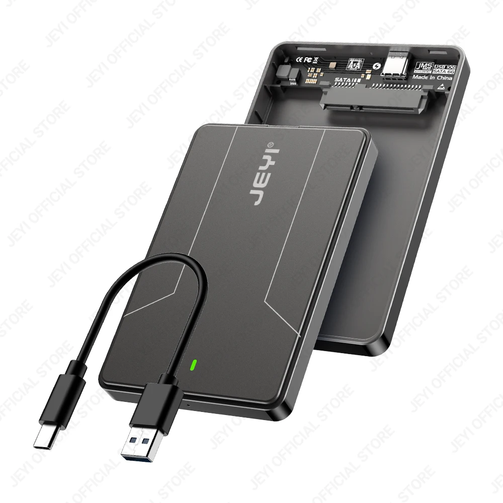 JEYI 2,5 inch externe harde schijfbehuizing Type C 3.1 naar SATA III voor 7 mm en 9,5 mm SATA HDD SSD gereedschapsvrij [UASP-ondersteund]