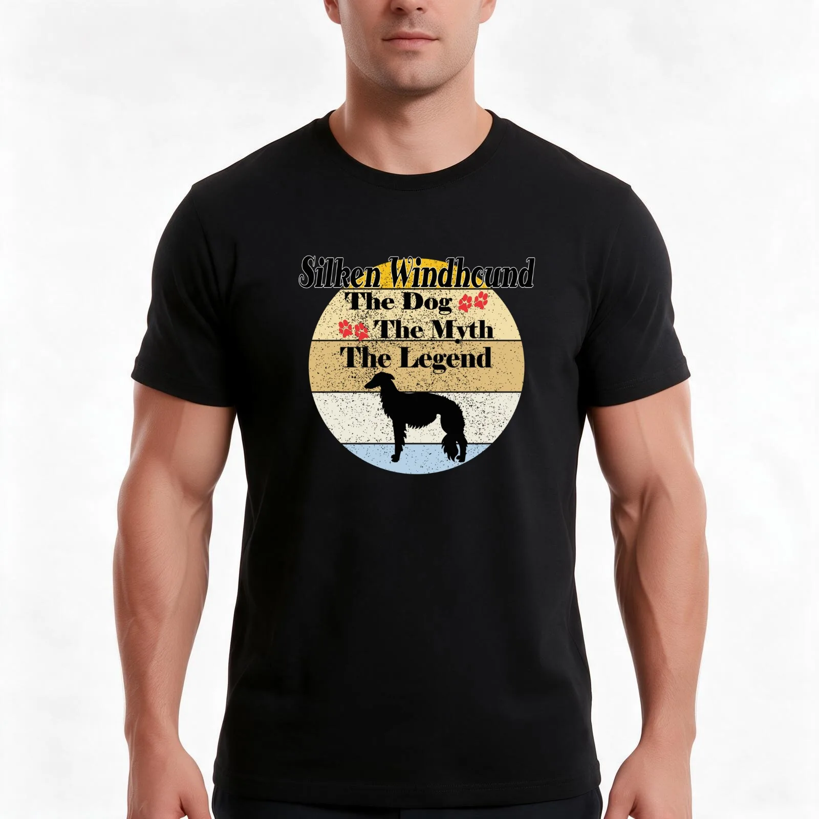 Silken Windhound - The Dog The Myth The Legend T-Shirt Summer Casual Cotton Tee Oversized Streetwear Tops Unisex Men Women