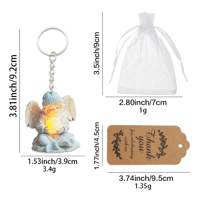 5/10 Sets -15/30 Stück Holz-Engel-Schlüsselanhänger-Set, geeignet für Taufe, Kommunion, Hochzeiten, Geburtstage, Partygeschenke – Detail 4