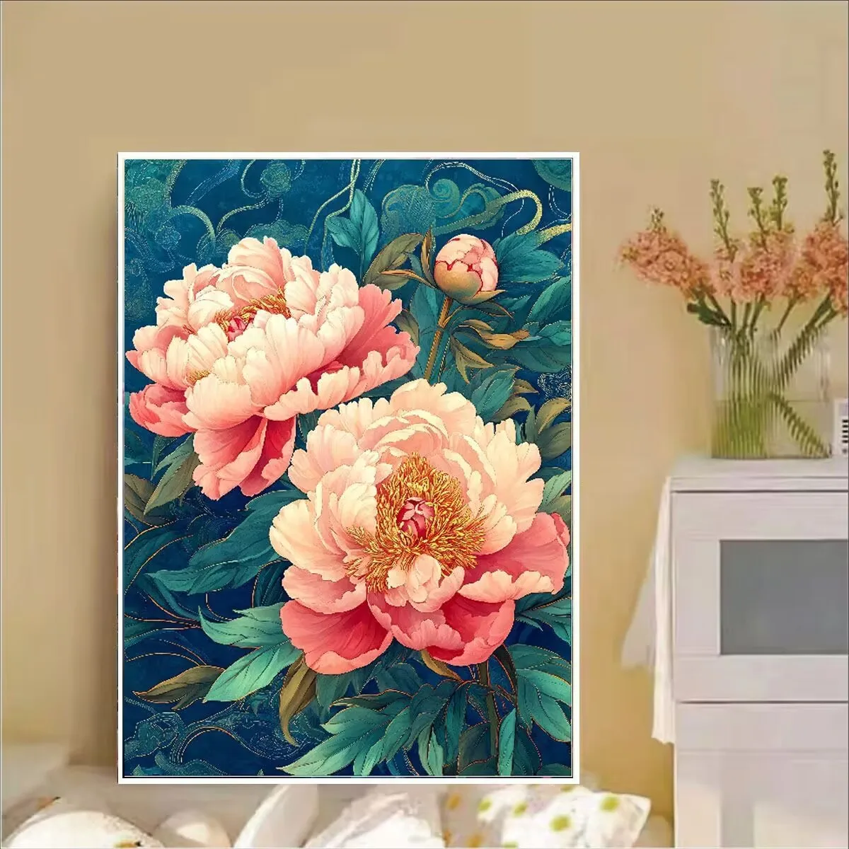 

11CT 9CT наборы для вышивки «сделай сам» с принтом, вышивка крестиком, хлопковые наборы для рукоделия, поделки с иглами, цветы пиона