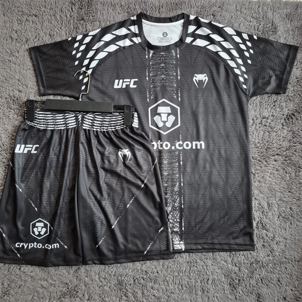 

2026 New UFC Fight Night Black/White Boxing Jujutsu Training Set Men And Women Oversized Breathable Speed Drying MMA Sports Set