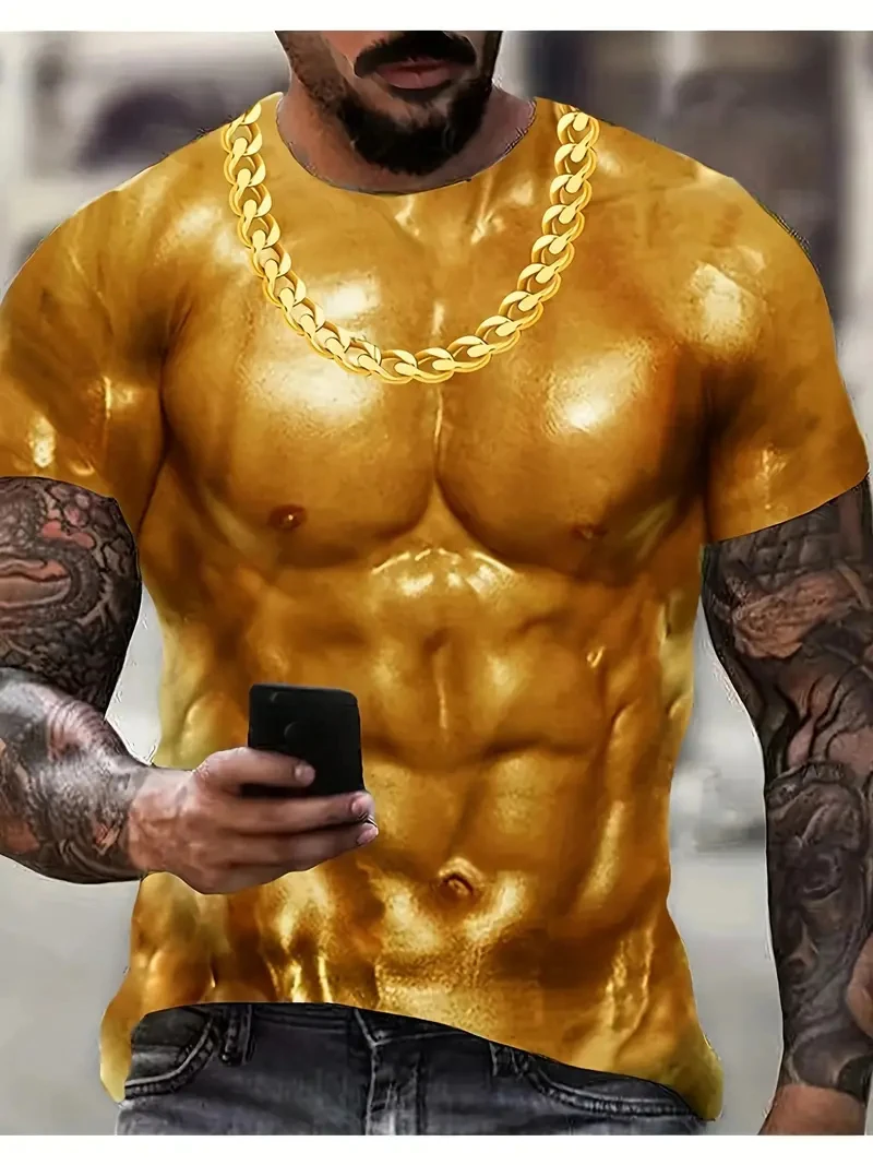 Funny Muscle Body T-Shirts 3D Print Men Women Casual Short Sleeve Round Neck T Shirt Streetwear Oversized Tees Man Tops Clothing