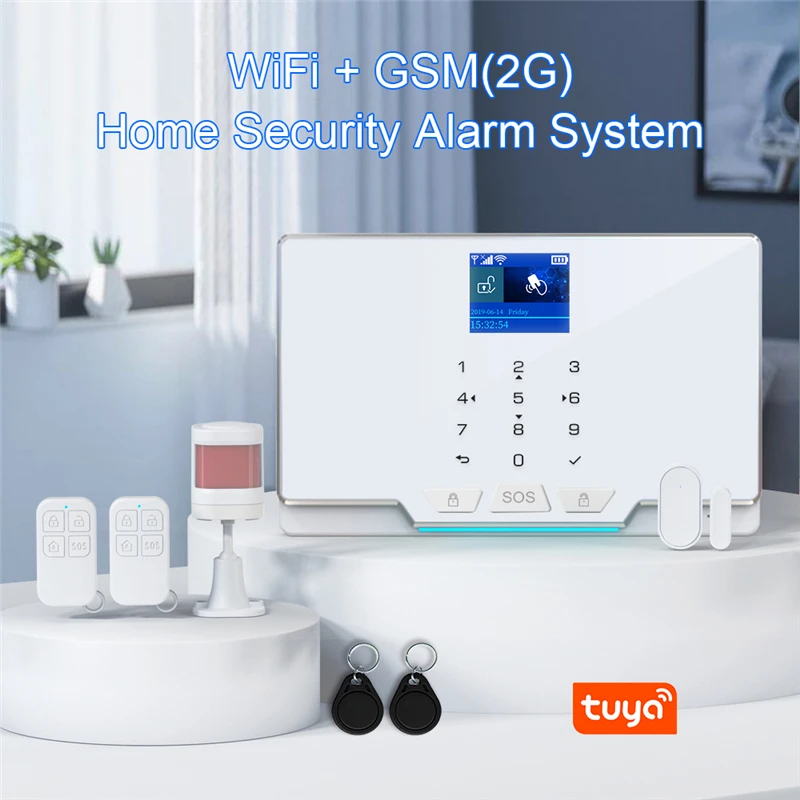 Tuya-sistema de alarma inteligente para el hogar, dispositivo de seguridad antirrobo con Detector de movimiento, Wifi, Gsm, 11 idiomas, 433MHz,