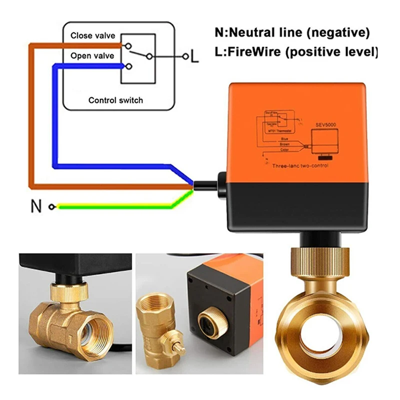 

1Pc Motorized Ball Valve Three-Wire Two-Control AC220V 3-Wire 2 Point DN15 4N Control Miniature Brass Electric Ball Valve