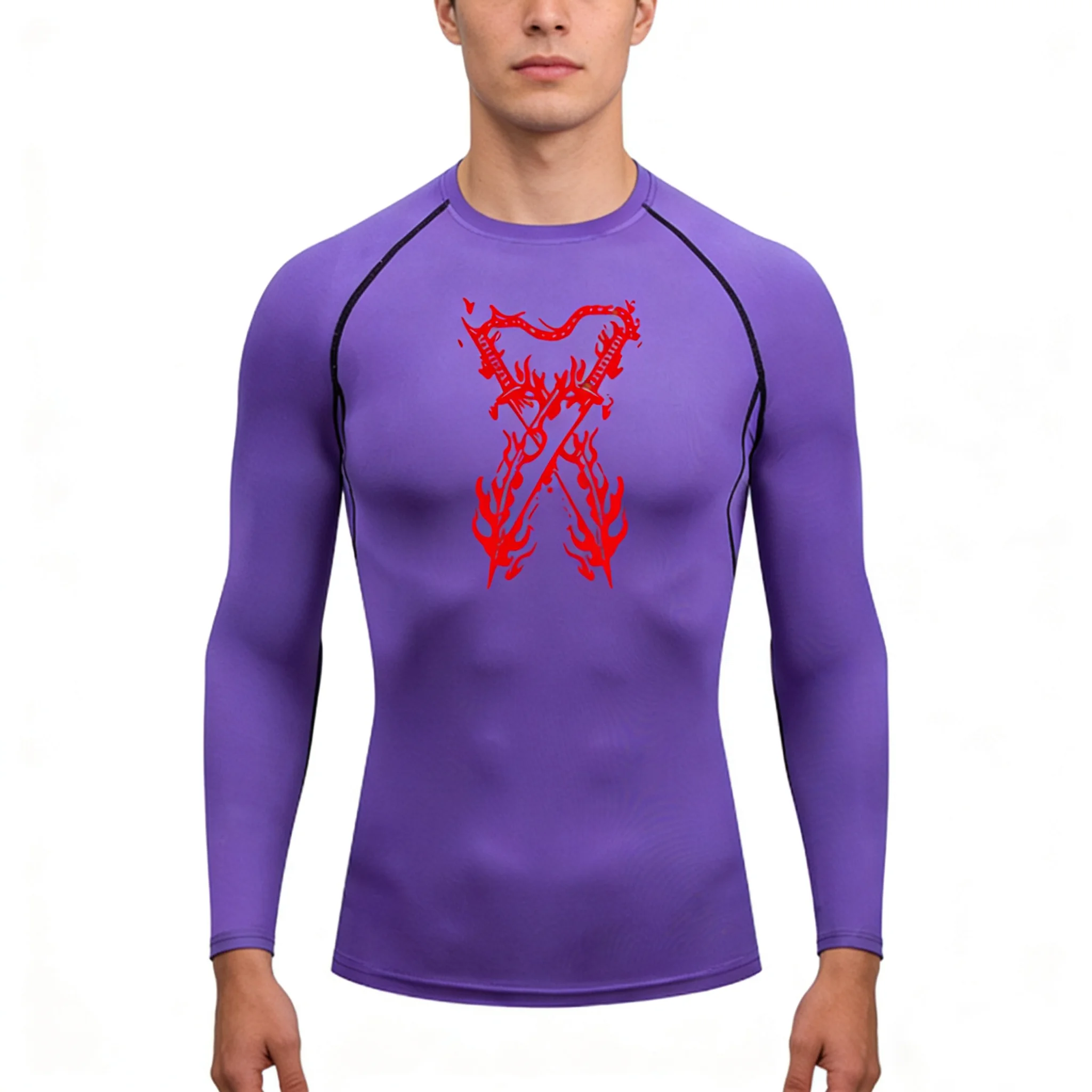 قمصان ضغط جرافيك للرجال، قمصان رياضية سريعة الجفاف قابلة للتمدد، قمصان علوية للتمرين في صالة الألعاب الرياضية والجري، قمصان داخلية للحماية من الطفح الجلدي #3