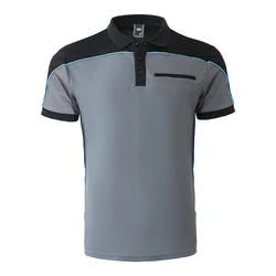 Men's Short Sleeve Polo Shirt for Summer Two Tone Shirts Construction Shirts for Men with Reflective Stripes