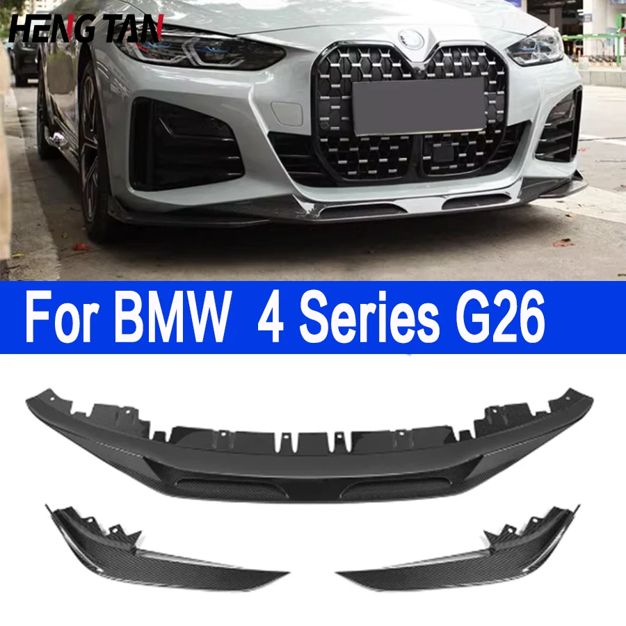 

For BMW 4 Series Gran Coupe G26 / i4 2021-IN 420 Car Accessories Winglet Lips Blades Dry Carbon Fiber Front Bumper Lip Splitter