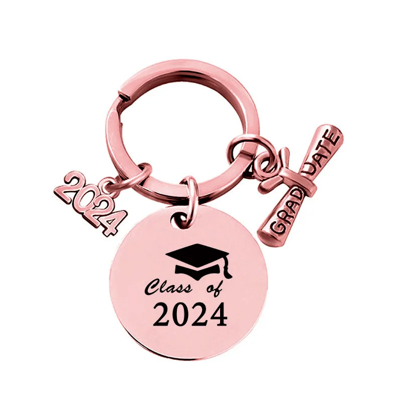 Edelstahl-Schlüsselanhänger, europäischer und amerikanischer 2025, 2024, Abschlusssaison, Geschenk, gravierter Metall-Schlüsselanhänger