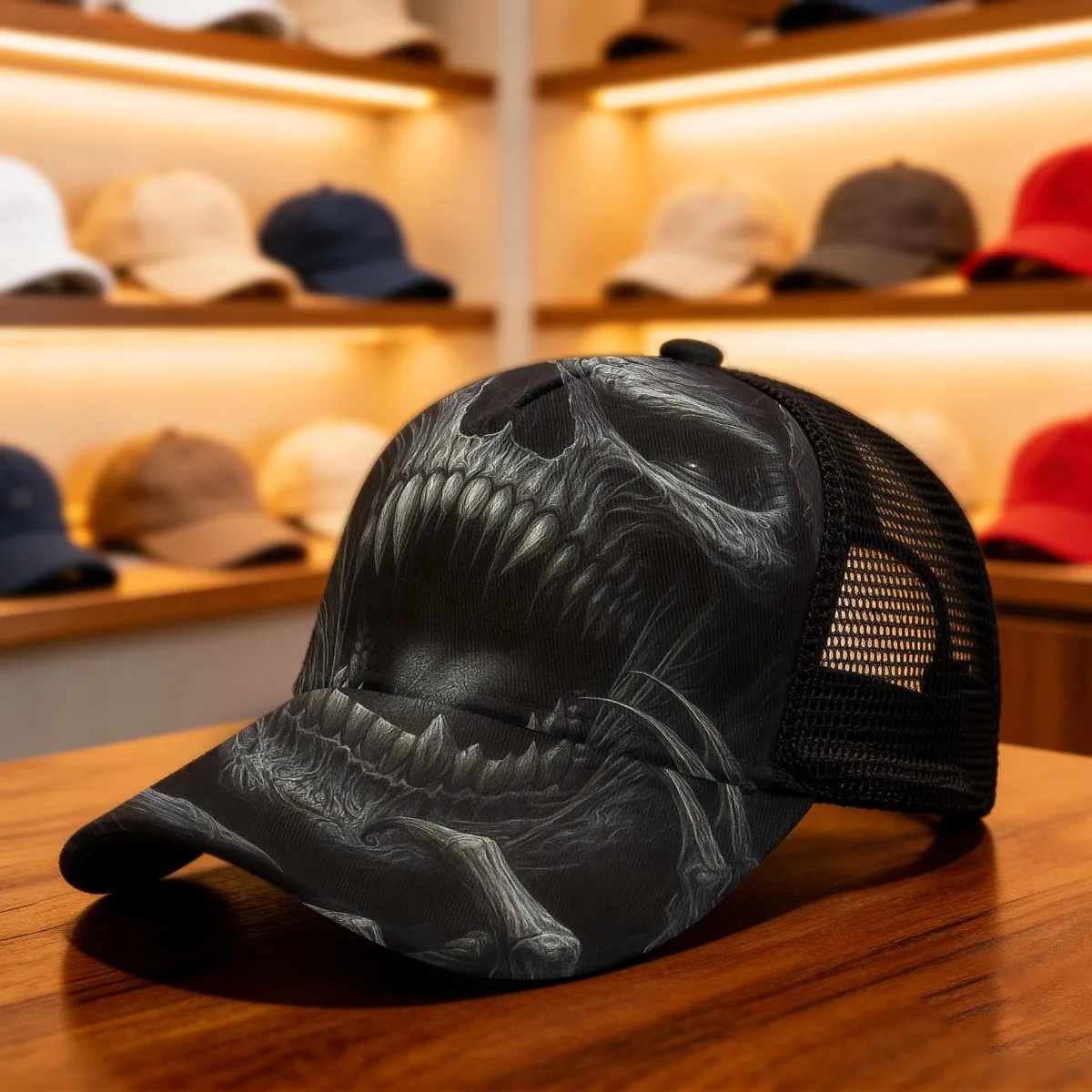 1pc Grim Reaper Horror Monster Skull Baseball Cap with 3 Patch adjustable Snapback Dad Hat Suitable for Men Women