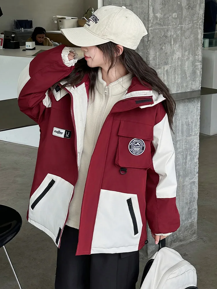 

Утепленная хлопковая куртка для девочек-подростков, осенне-зимнее пальто 3-в-1 с отстегивающимся подкладом, защита от холода