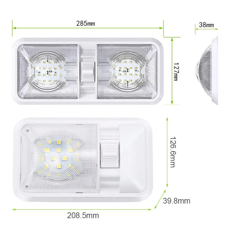 Hot Sale! Highlight LED RV Ceiling Lamp Adjustable 12V/24V Interior Double Dome Light Truck Boat Car Camper Caravan Accessories