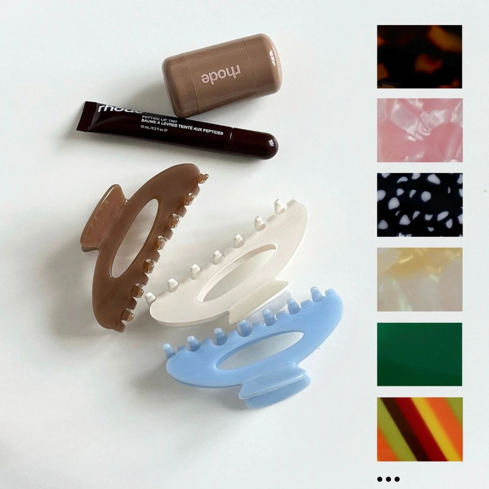 

2026 New French Simple Hair Claw Clips All Day Hold Large Size Acetate Hollow Oval Daily Hair Clip for Women Hair Accessories