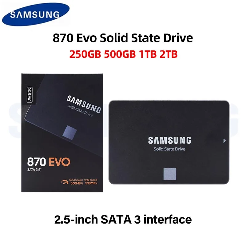 Samsung 2.5'' SATAIII SSD 870 Evo 1TB 2TB 500GB 250GB Internal Solid State Drive Storage Disk For Laptop or Desktop