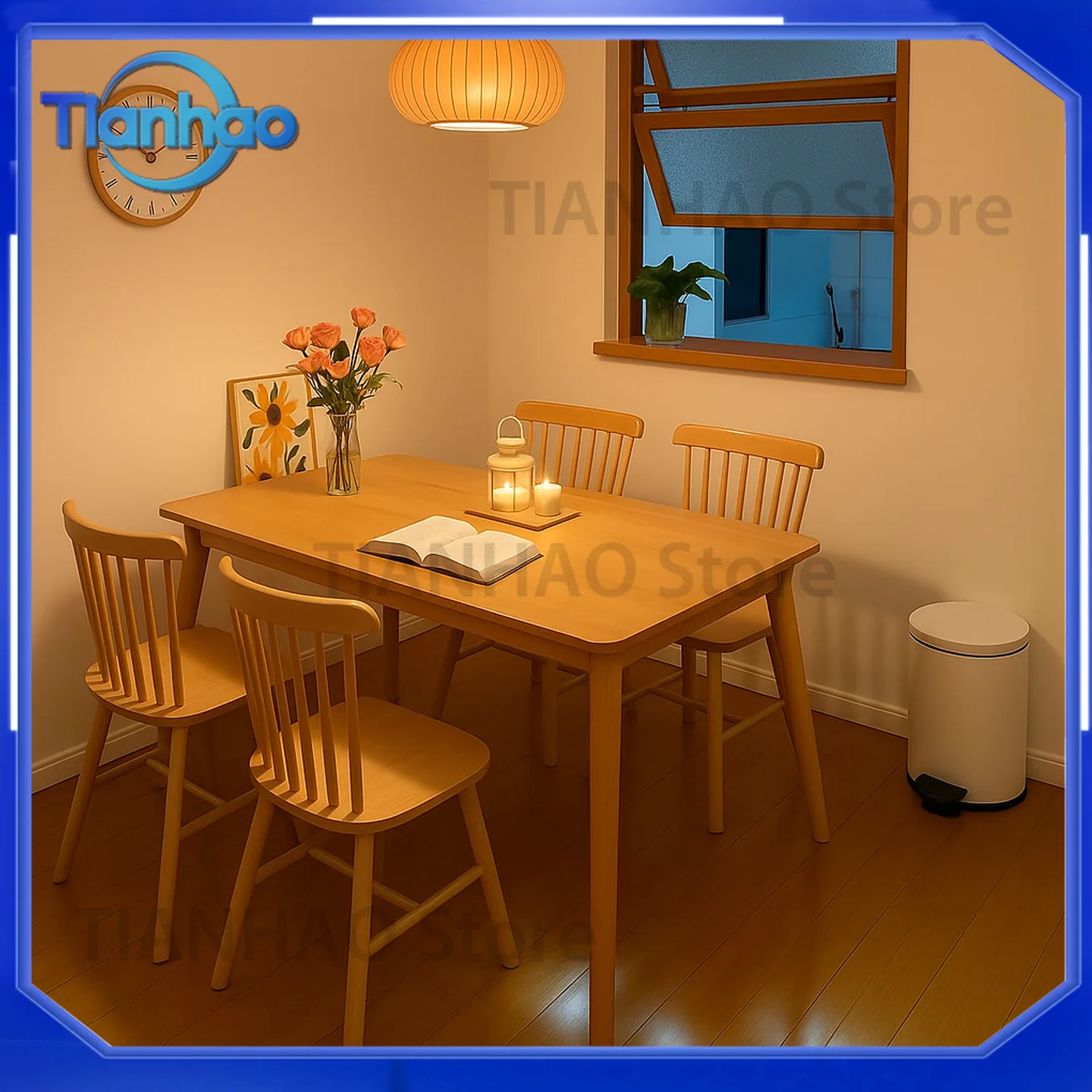 Rectangular Space-Saving Dining Table for Small Homes and Commercial Use Minimalist Natural Wood Style Simple Dining Table