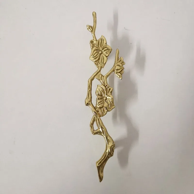 Brass Double-hole Branch Shoe Cabinet Door Handle Pure Copper Retro Kitchen Wardrobe Knobs Handles Hardware Furniture Pulls Diy