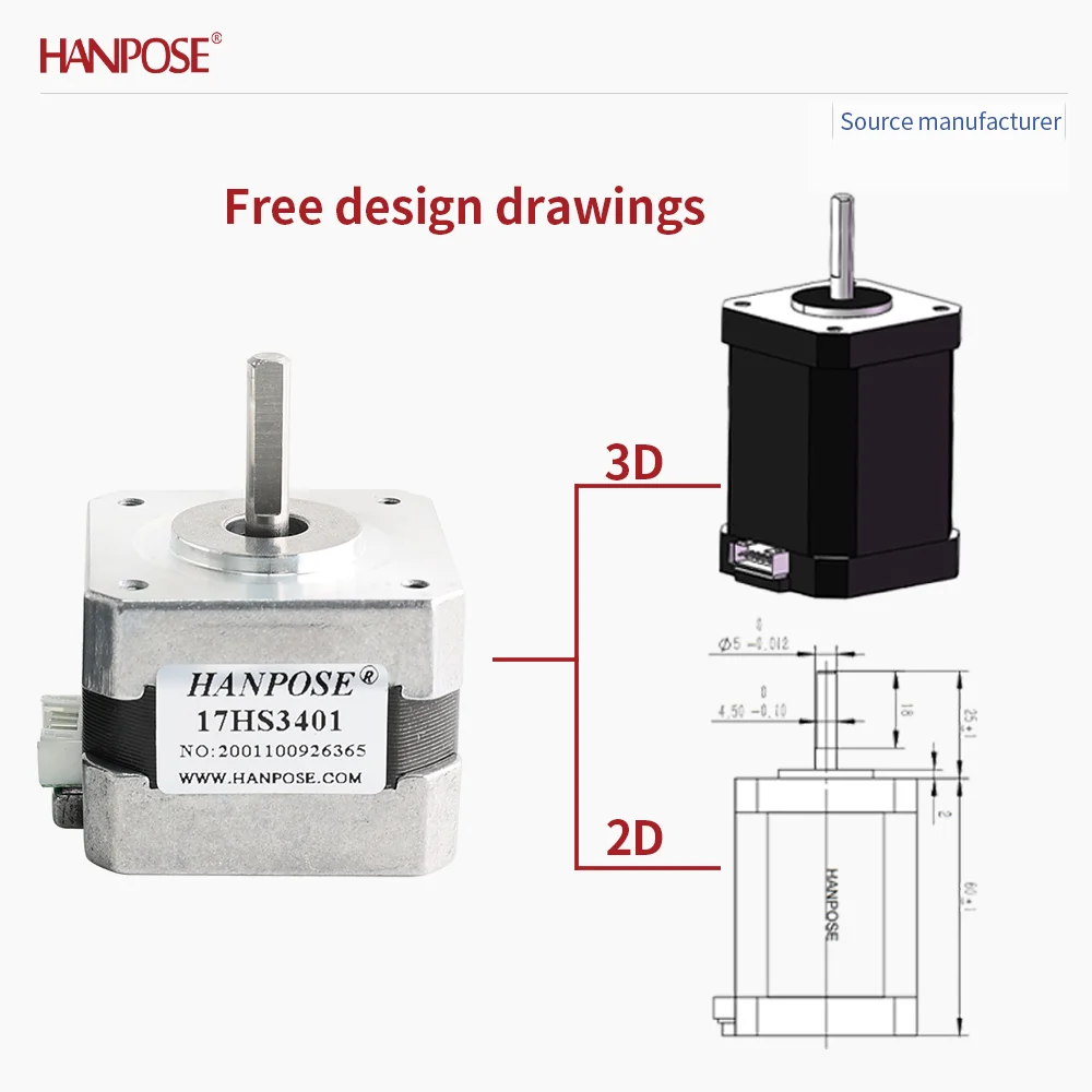 

NEMA17 3PCS 17HS3401 stepper motor 2.8V 1.3A two-phase four wire 3D printing accessories motor manufacturer direct sales NEMA17