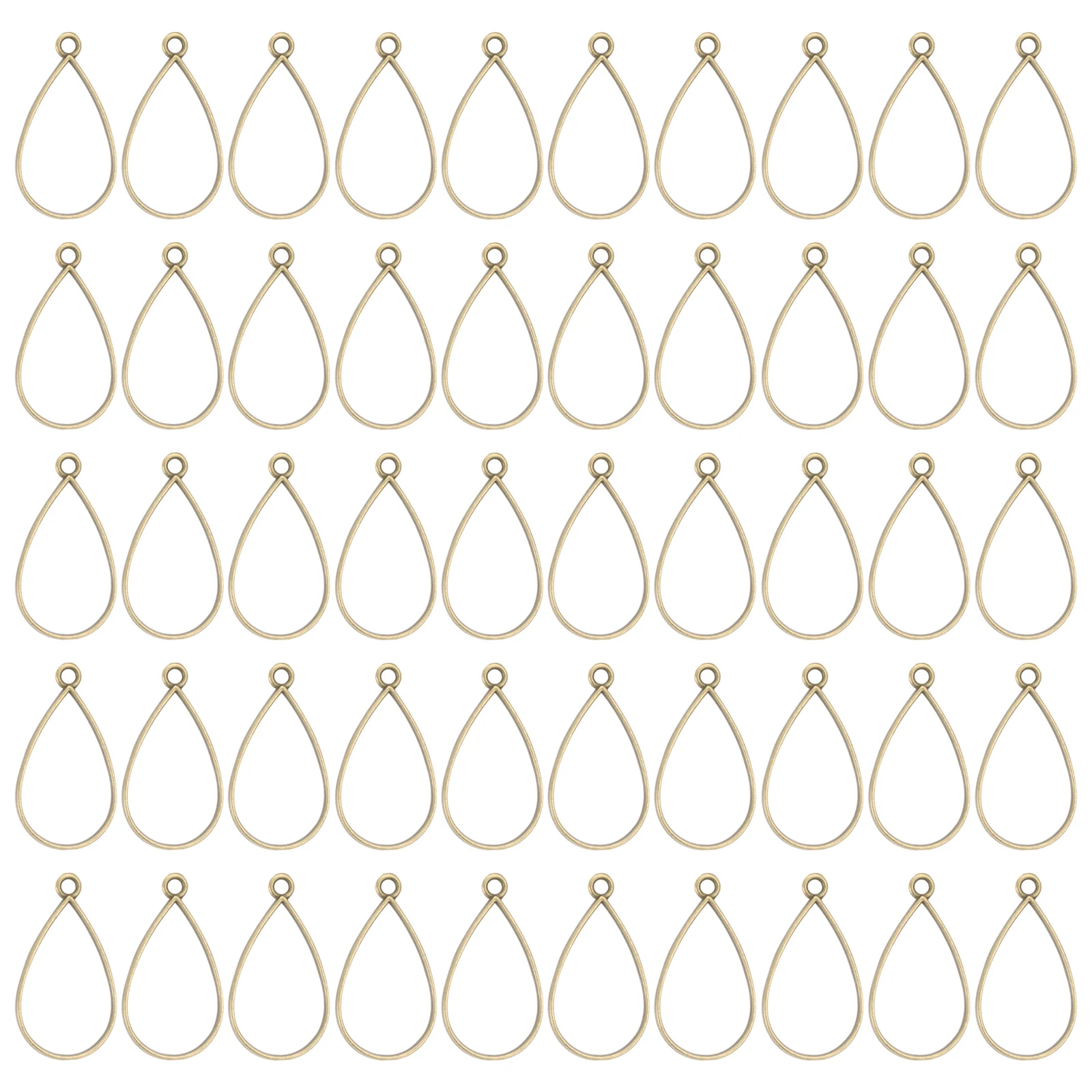 

50pcs Water Drop Pendant Zinc Alloy DIY Necklace Making Supplies Jewelry Parts Creative Frames Decorative Accessories