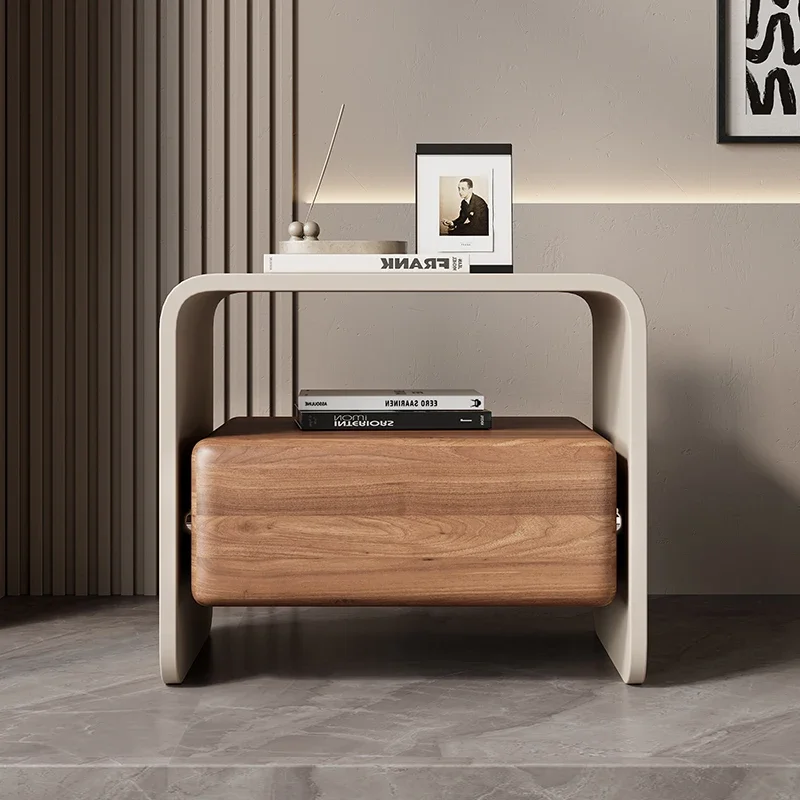 #Luxury Solid Wood Rotating Nightstands Furniture Home Living Room Side Storage Cabinet With Drawers Bedroom Bedside Tables