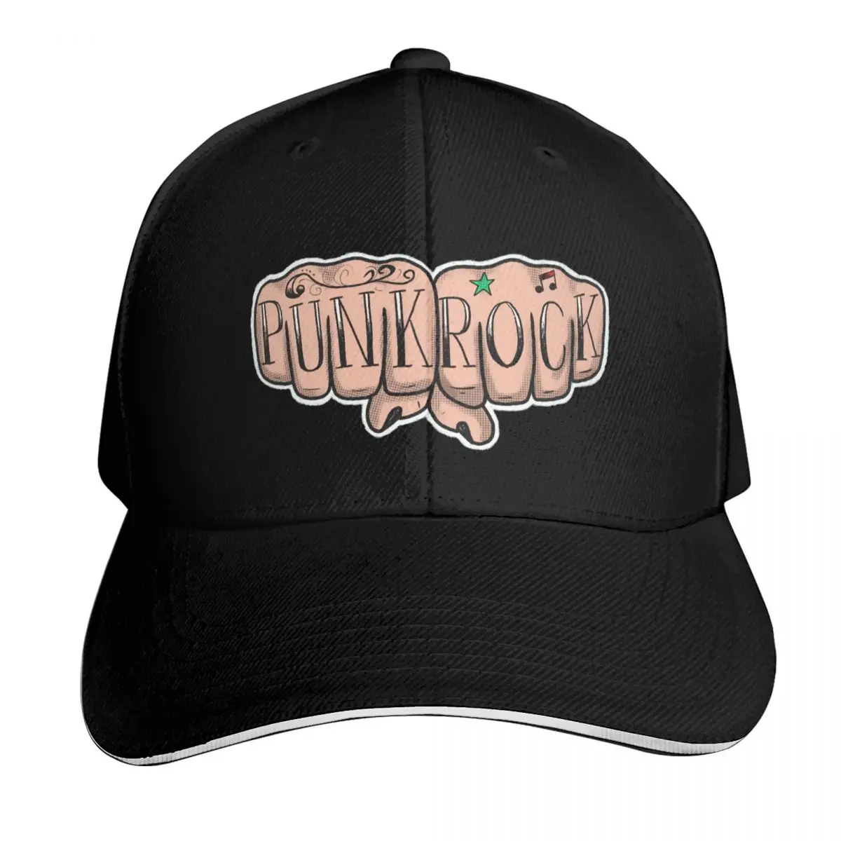 Punk Rock knuckle tattoos Baseball Cap Snapback Flat Bill Strapback Dad Hat Six Panel Structured Crown
