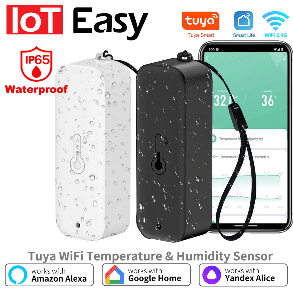 Tuya WiFi Temperature Humidity Sensor Remote Control Waterproof Thermometer via Smart Life APP Work With Google Assistant Alexa