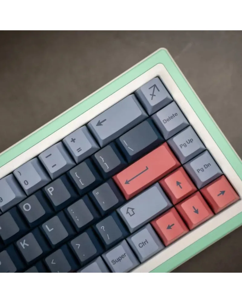 Multi tone blue with red accents durable pbt keycaps set high quality for gaming mechanical keyboards