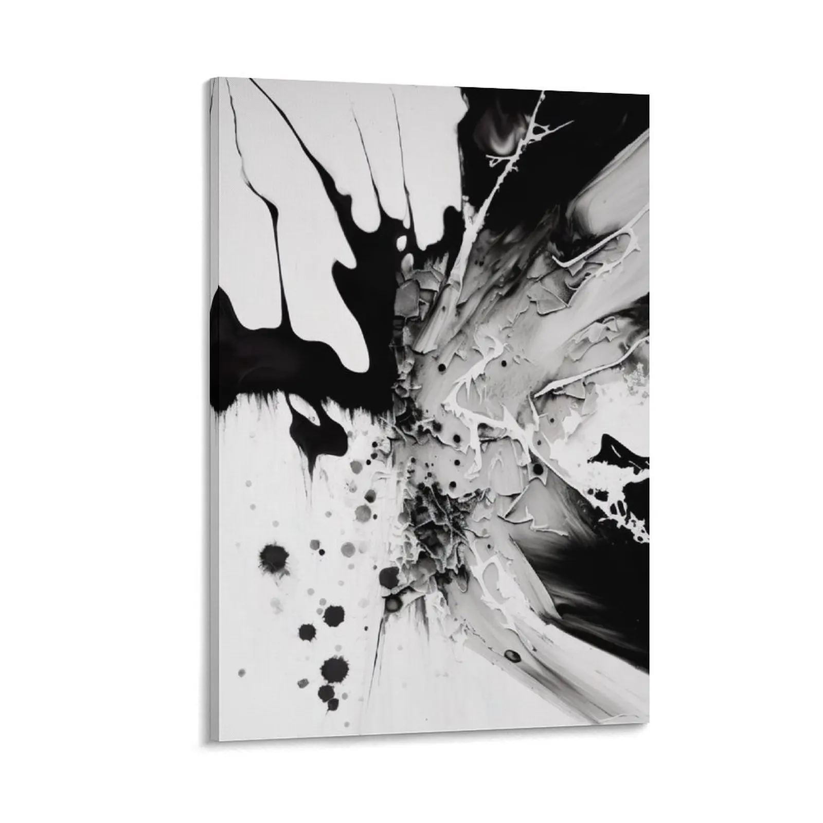 

Monochrome Fusion: Black and White Abstract Canvas Painting anime house decoration home decorations and organization