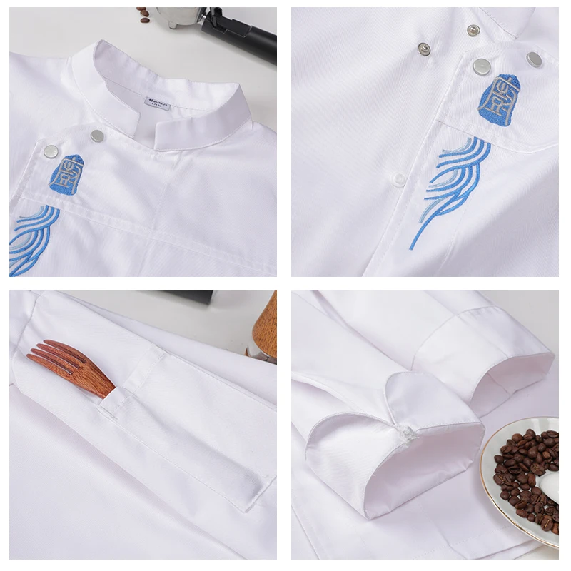 シェフ服3点セット卸売ケータリング作業服キッチンエプロン調理帽ベーカリークックシャツ作業服ウェイタースーツ