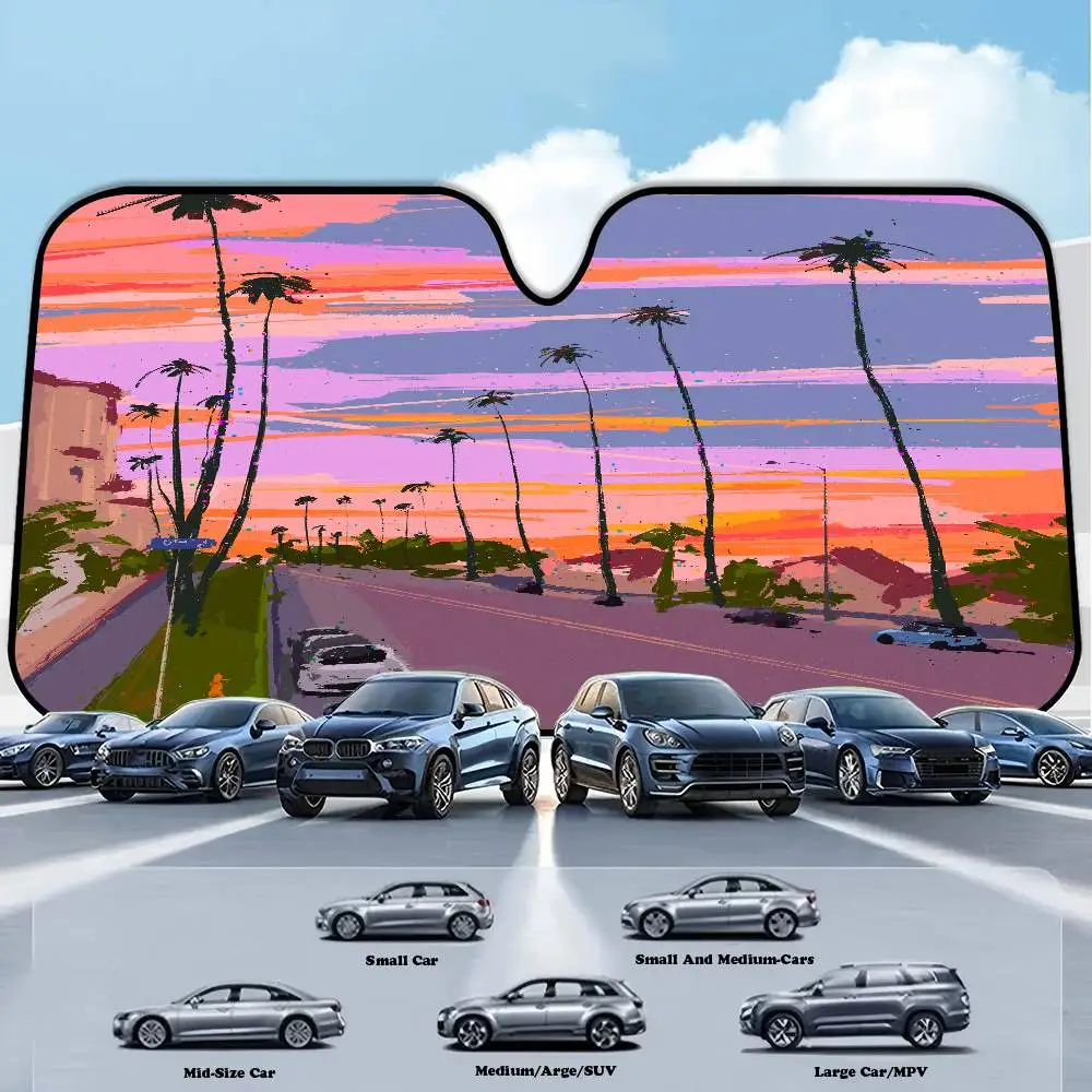 

Painting Of Pixel Style Landscape Personalized Windshield Sunshade Car Cover Sun Shade Auto Sun Visor Car-covers Car