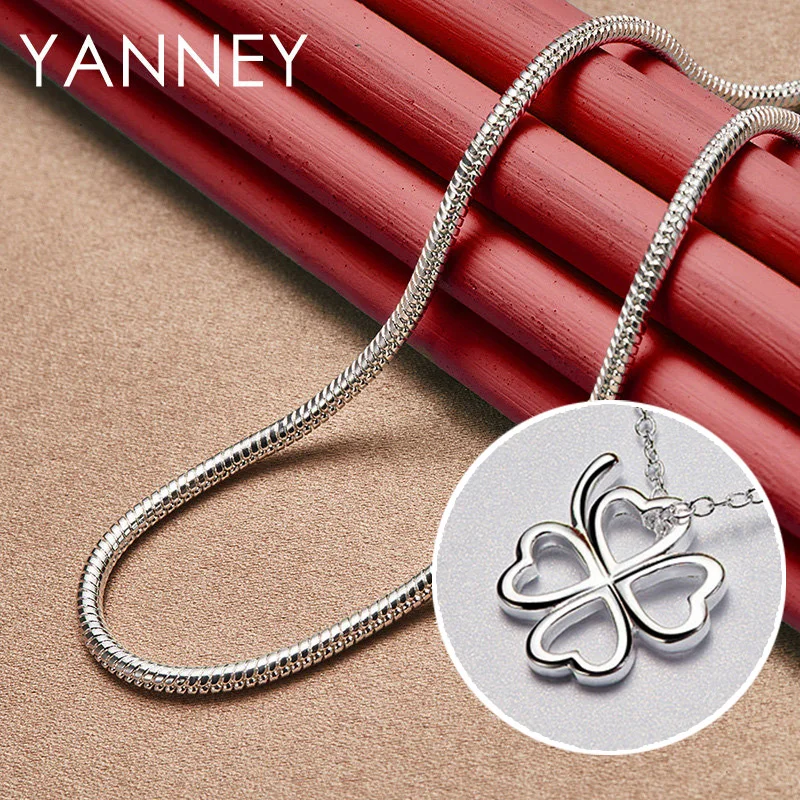 925 Sterling Silver 16-30 Inches Fine Four Leaf Clover Necklace For Woman Wife Fashion Charm Wedding Jewelry Party Favors