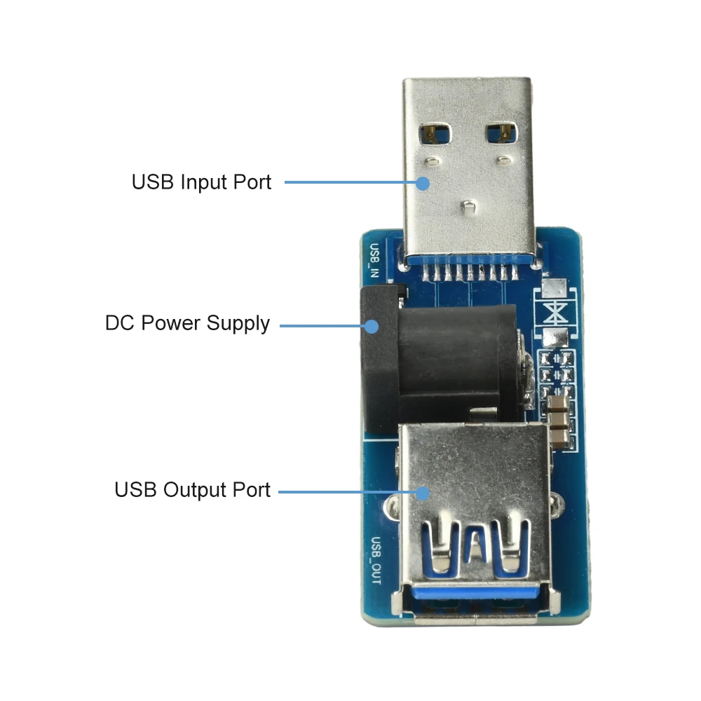 USB Power Booster Isolator Module with Auto-Switching Circuit Supports 3A Load External 5V DC Input for Enhanced Power Delivery
