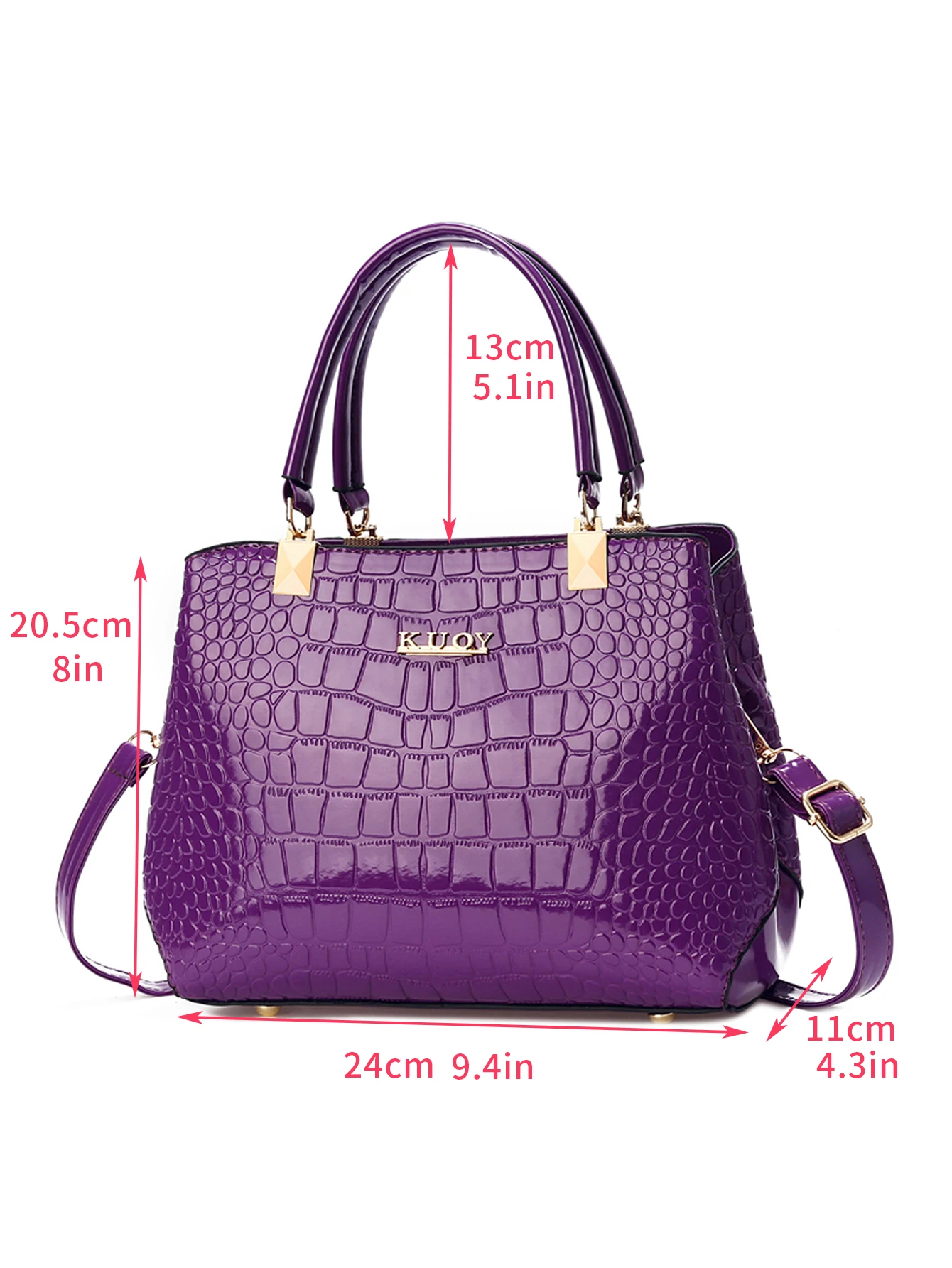 Fashionable Womens Crocodile Pattern Shoulder Bag - Stylish & Durable PU Leather Handbag with Removable Cross-body Strap for Eve