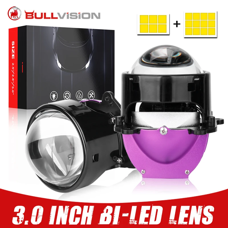 

3.0 Inch Halo Lights Bi-led Projector LED H4 Hi/Lo Beam Lenses 6000K Bright White H7 9005 9006 Headlight For Car Accessories