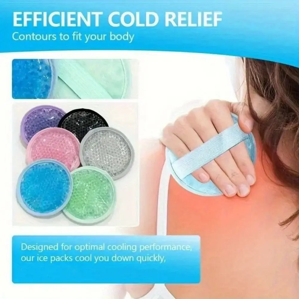 Flexible PVC Gel Ice Packs Gel Bead Super Soft Cold Pack Round Shape Elastic Strap Gel Ice Crystal Bag Hands Use