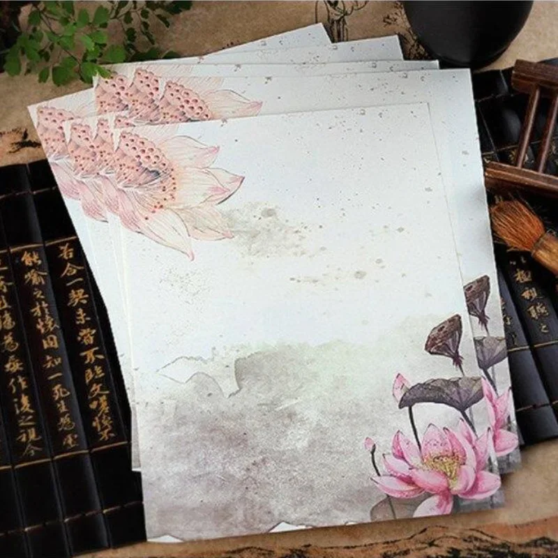 8 Sheets Chinese Landscape Painting Writing Papers Pretty Letter Papers for Teacher Student Stationery Gift for Friends