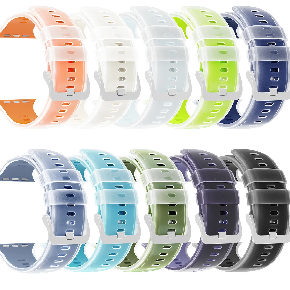 Durchscheinendes Silikonarmband für Apple Watch Ultra 3/2 49mm 46 45 44 42mm Sportarmband für iWatch S11 10 9 8 7 SE3 Ersatzarmband – Detail 1