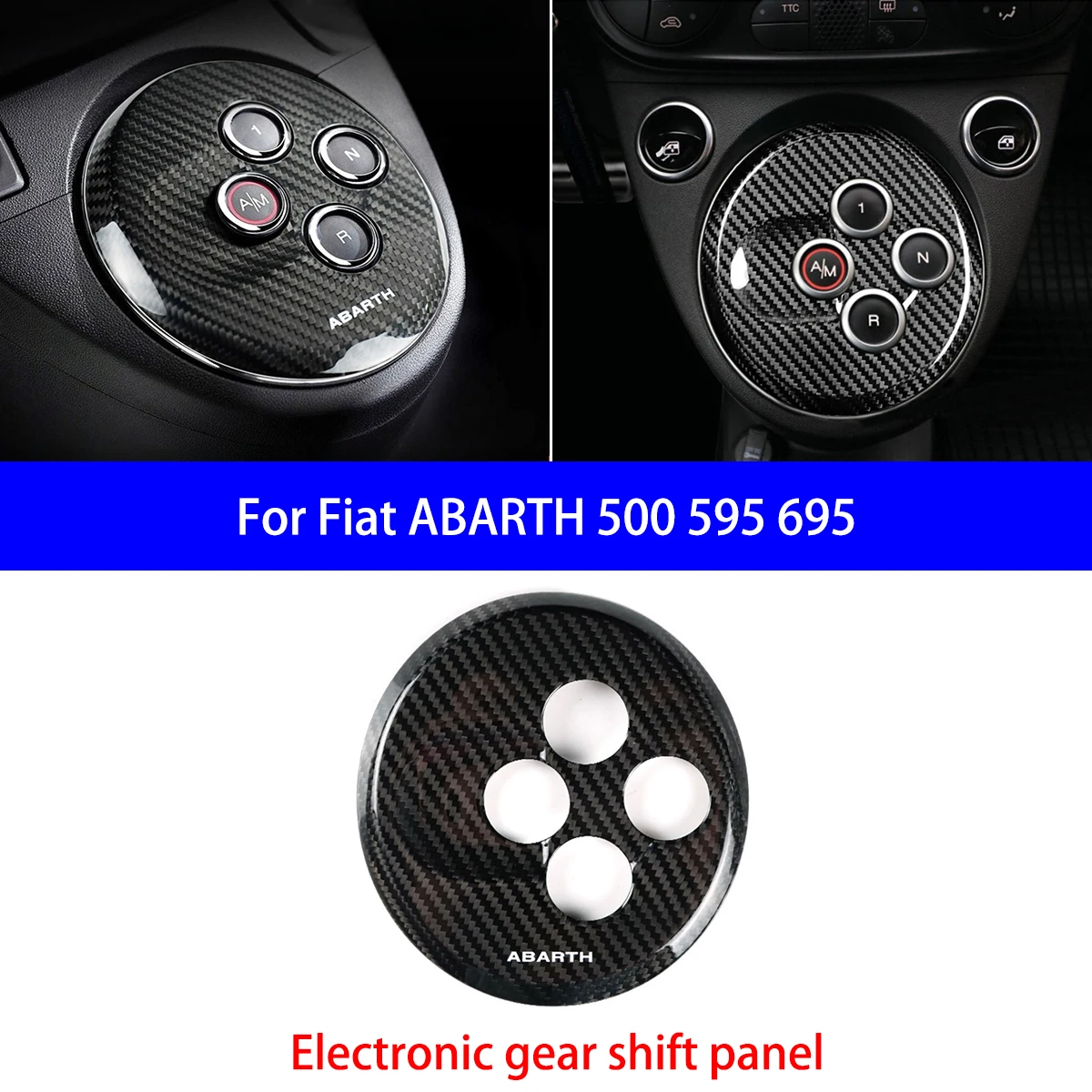 For Fiat ABARTH 500 595 695 Dry Carbon Fiber Handbrake Cover/gear Shift Panel/cup Holder/shift Panel Button Cover Interior Parts view 3