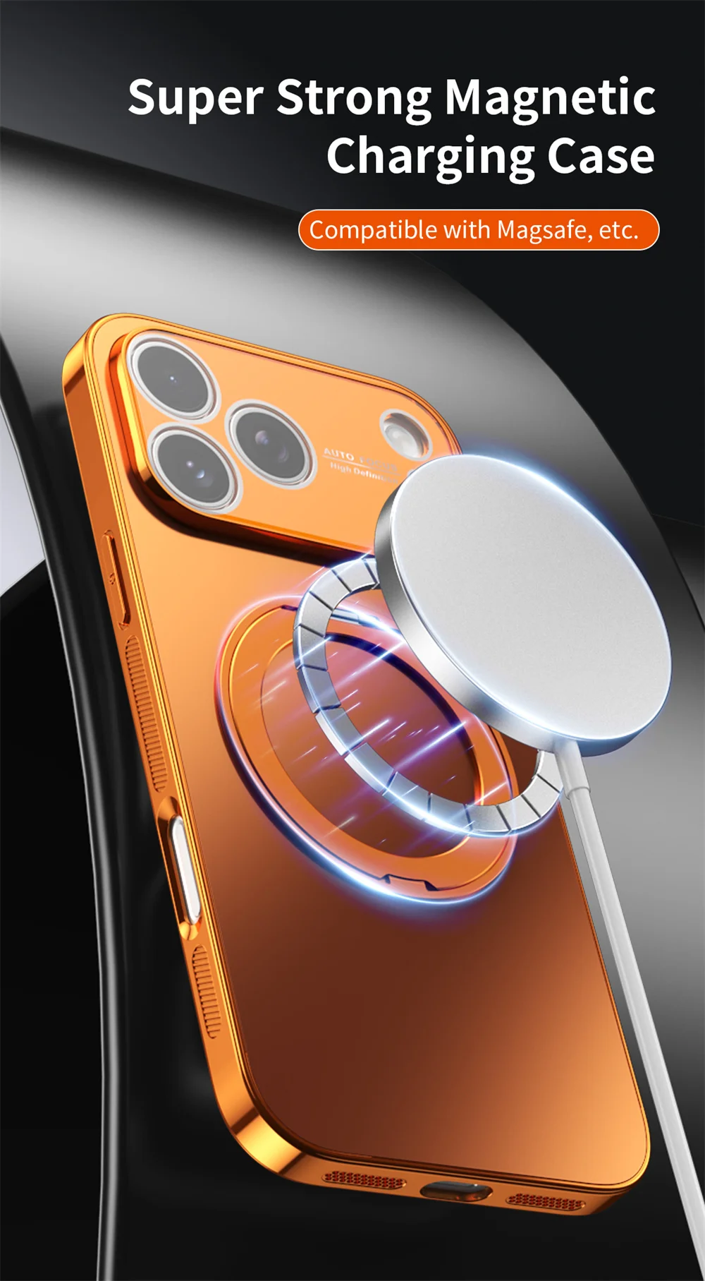 Magnetischer Ring, drehbarer, zusammenklappbarer Ständer, Handyhülle für iPhone 18 Pro Max, 17, 16, 15, 14, 13, mit Objektivschutz, einfarbige Hülle. – Detail 9