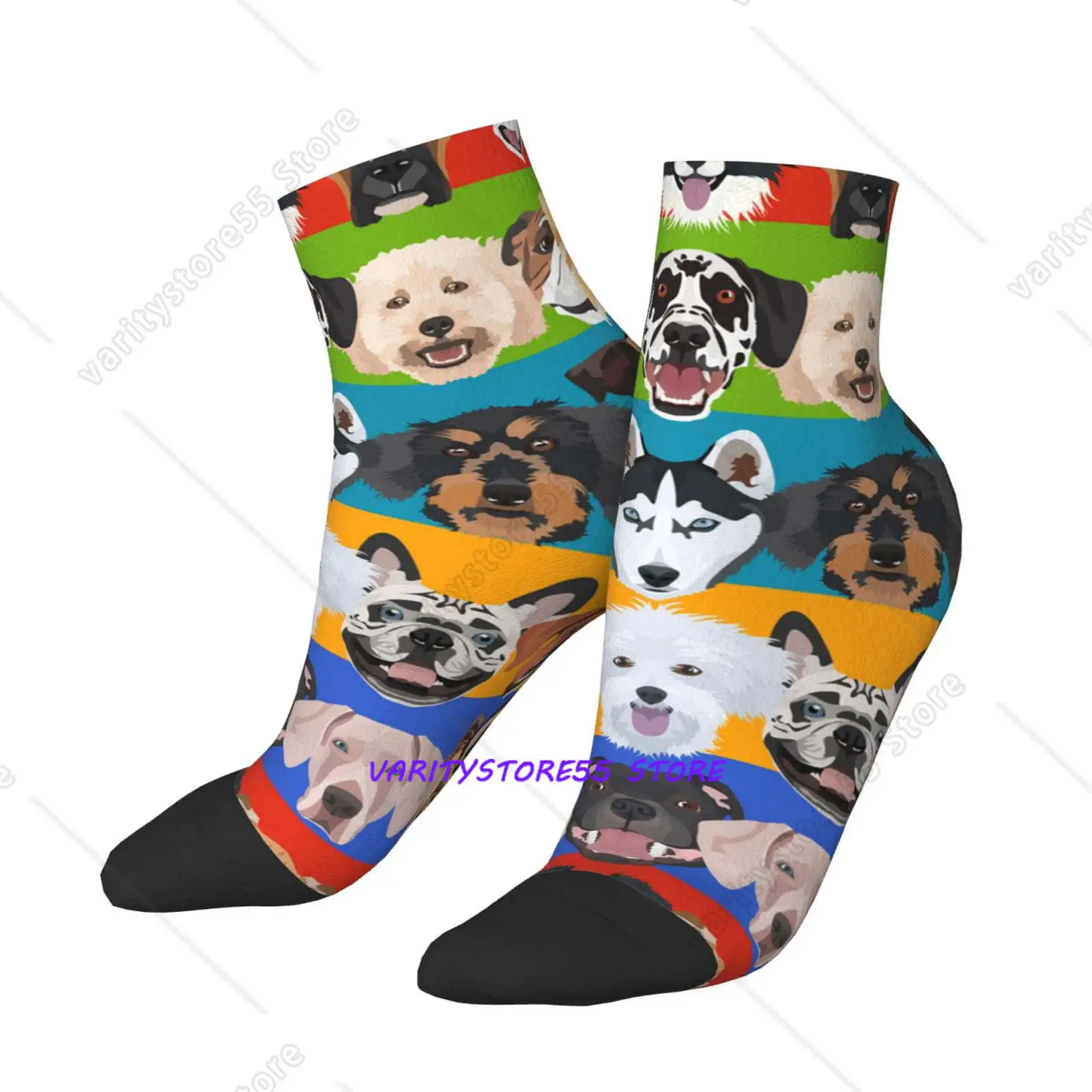 

Низкие унисекс-носки с забавным принтом, повседневные укороченные носки для мужчин и женщин, с красочным рисунком собак