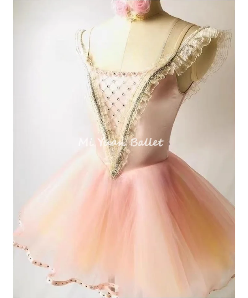 Korean solo ballet Variations Adult children pink diamond tulle dress Girl private professional custom tulle dress