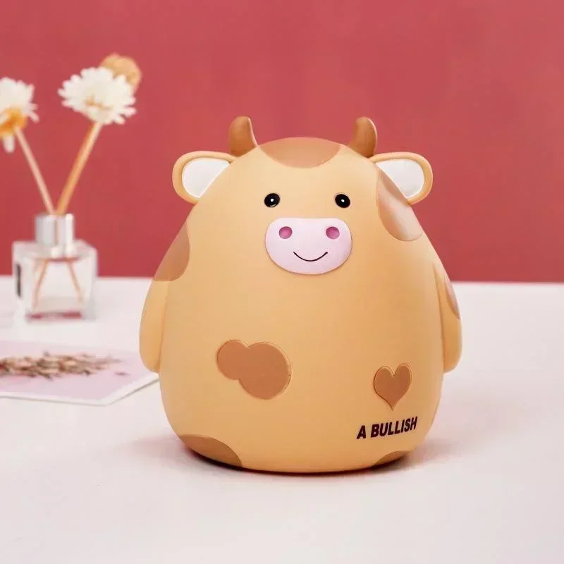 Cute Cartoon Cow Piggy Bank Children Coin Money Saving Box Animal Figurine Home Desk Decor Ornament Kids Birthday Gift