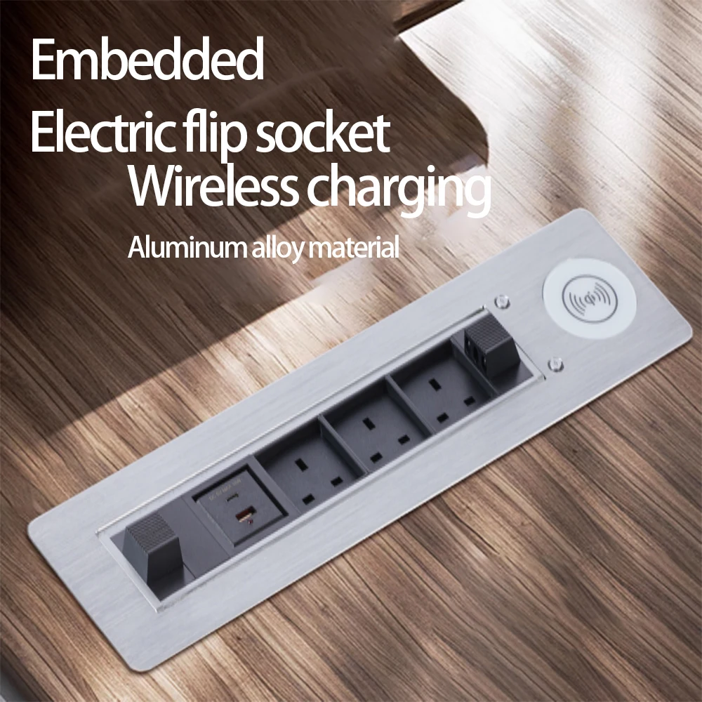 

Настольная розетка MANLEIKE, настольная розетка, встроенная автоматически скрытая розетка для офисного рабочего стола, розетка 3AC с беспроводной зарядкой/USB/Type-C