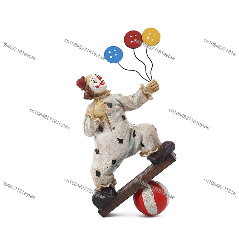 

Vintage circus balloon clown ornament creative home model room character decoration
