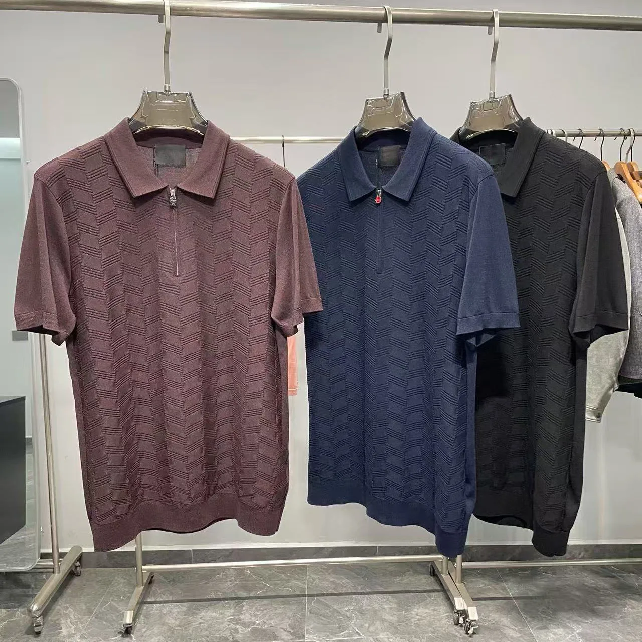 

Italian Kiton Men's Summer New Business Casual Lapel Knitted Short Sleeve Old Money Style Men's POLO Shirt
