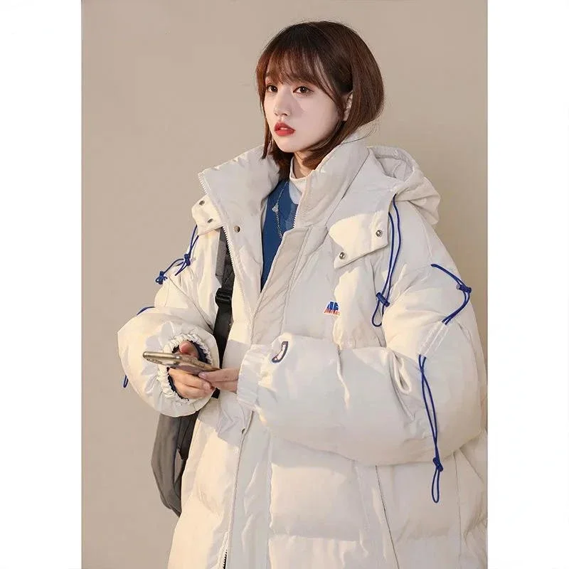Winter Parkas American Coat Drawstring Cotton Padded Jacket Loose Warm Men's Jacket Bread Jacket Thicken Keep Warm