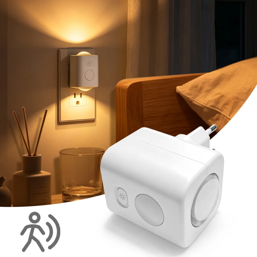 Motion Sensor Plug in Night Light Dimmable LED Wall Lamp with RGB Color Changing for Bedroom Hallway EU Plug