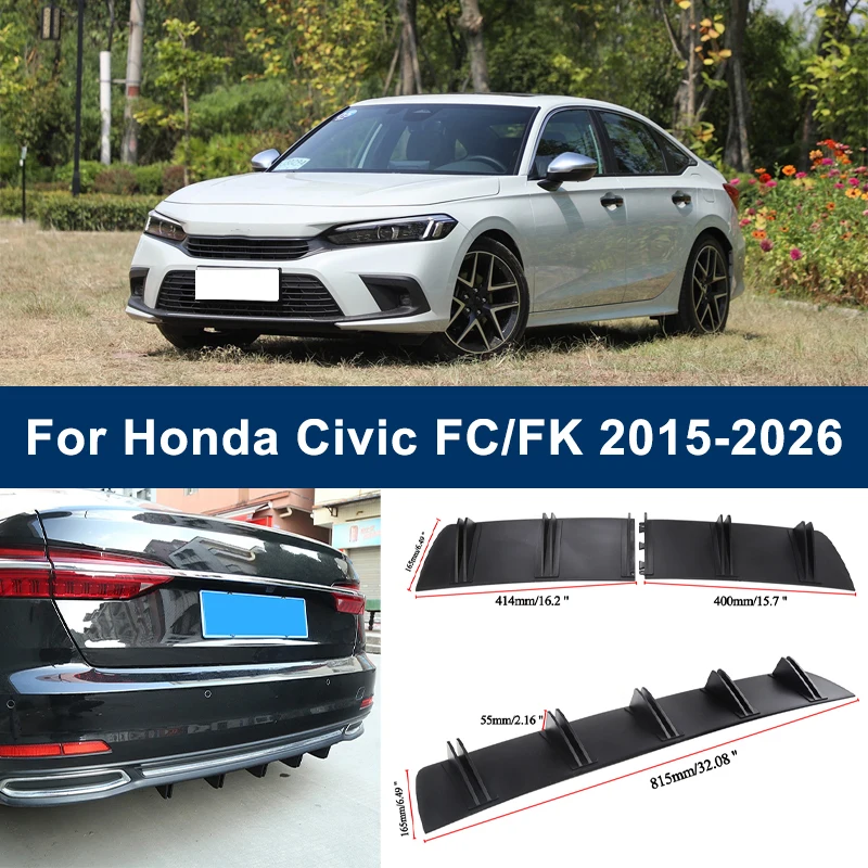 

2-Segment Shark Fin Rear Diffuser For Honda Civic FC FK 2015-2026 Rear Bumper Lip Splitter Chassis Spoiler Tuning Parts