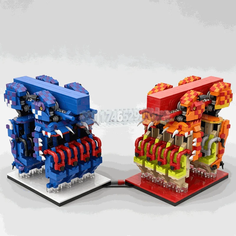 3162PCS Dueling Dragons Roller Coaster MOC Theme Park Model Custom Puzzle Architecture DIY Assembly Educational Building Blocks
