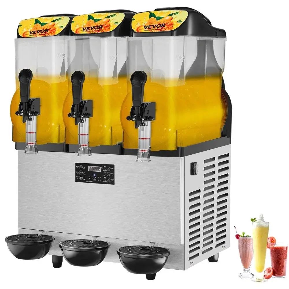 

Commercial Slushy Smoothie Maker 36L 9.6Gal Stainless Steel Triple Bowl Up to 150 Cups for home Party Restaurant Cafe Bar.