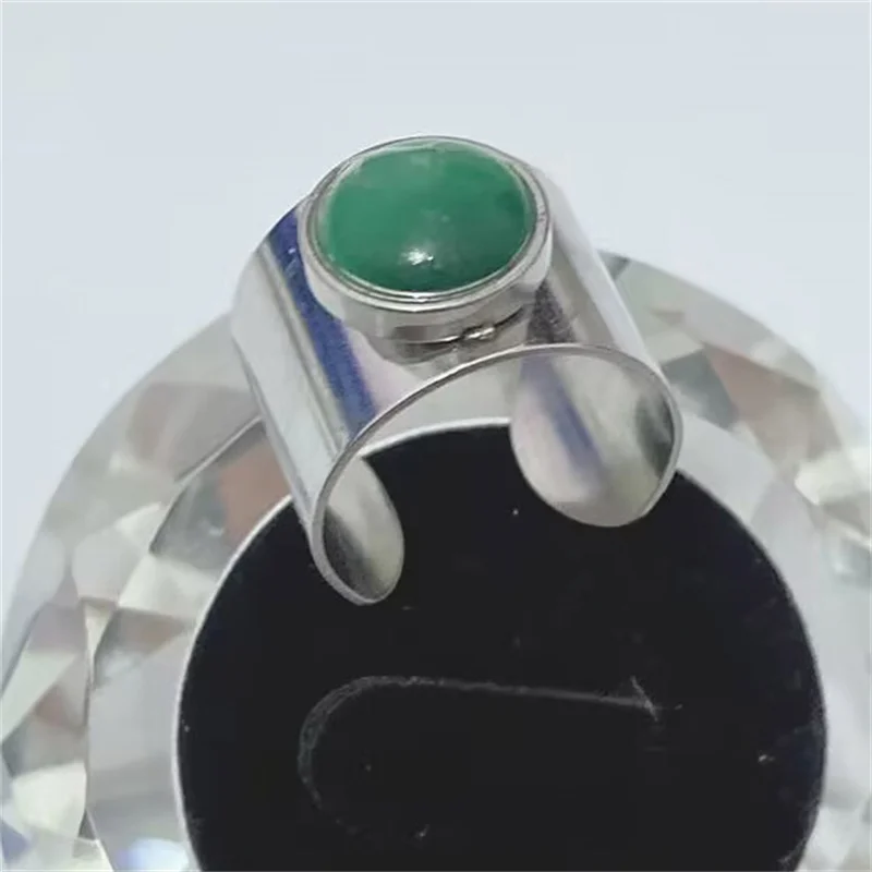 

Adjustable Green Stainless Steel Ring for Girls round Sharp Fashionable Never Fade Gift Idea